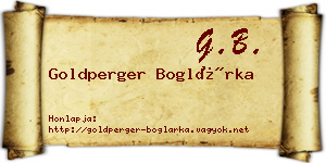Goldperger Boglárka névjegykártya